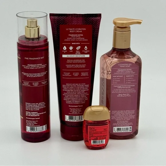 Bath and Body Works Champagne Apple & Honey Body Spray Lotion Soap Gift Set NWT